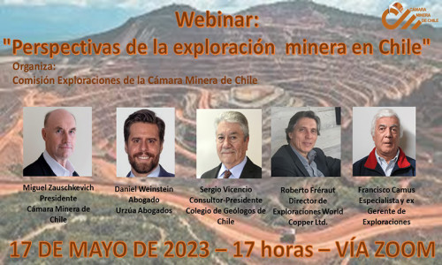 Cámara Minera de Chile invita a webinar: Perspectivas de la Exploración Minera en Chile